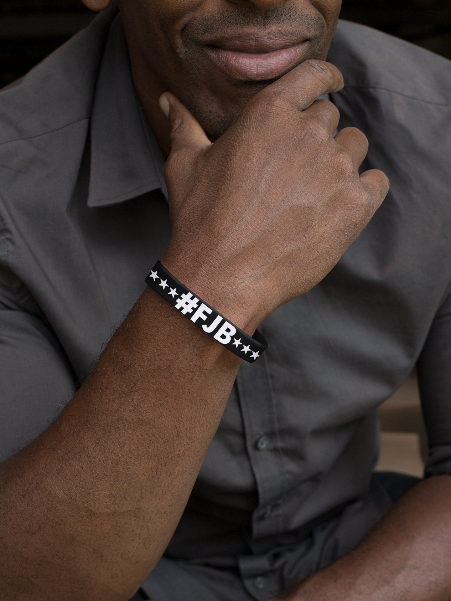Let's Go Brandon Bracelet Rubber Silicone Cuff Wristbands Unisex Black - Picture 2 of 7